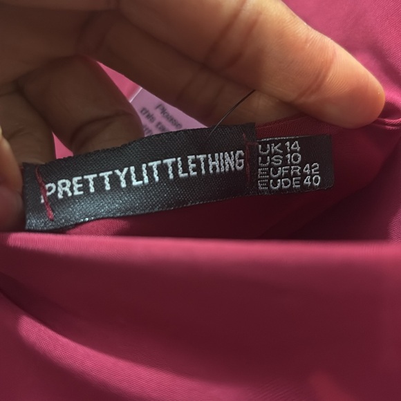 PrettyLittleThing NEW Long Sleeve Slinky Maxi Dress Wine 10 Double Layer Sexy - Picture 5 of 14